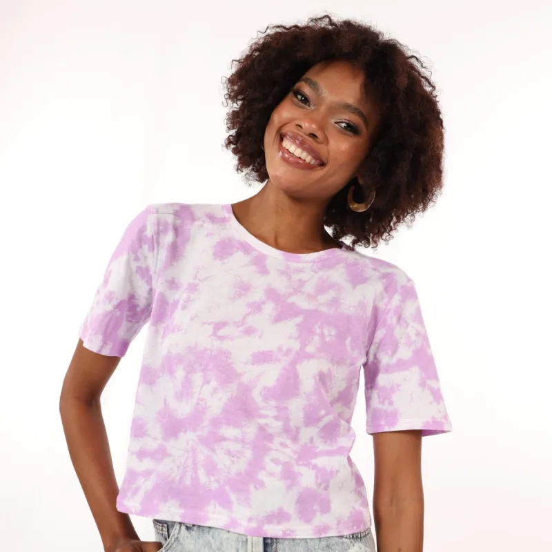 Ladies Tie Dye Boxy Crop Top sold by Edgars 
