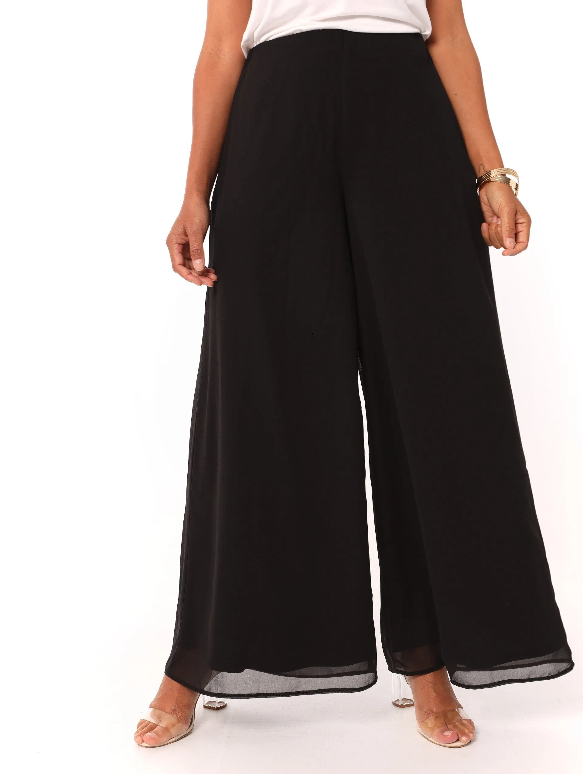 Ladies Chifforn Layered Pant - Black sold by Edgars