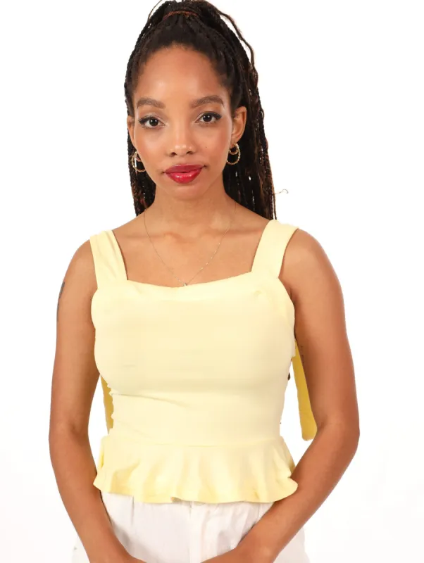 Ladies Shirred Strappy Top - Yellow sold by Edgars 