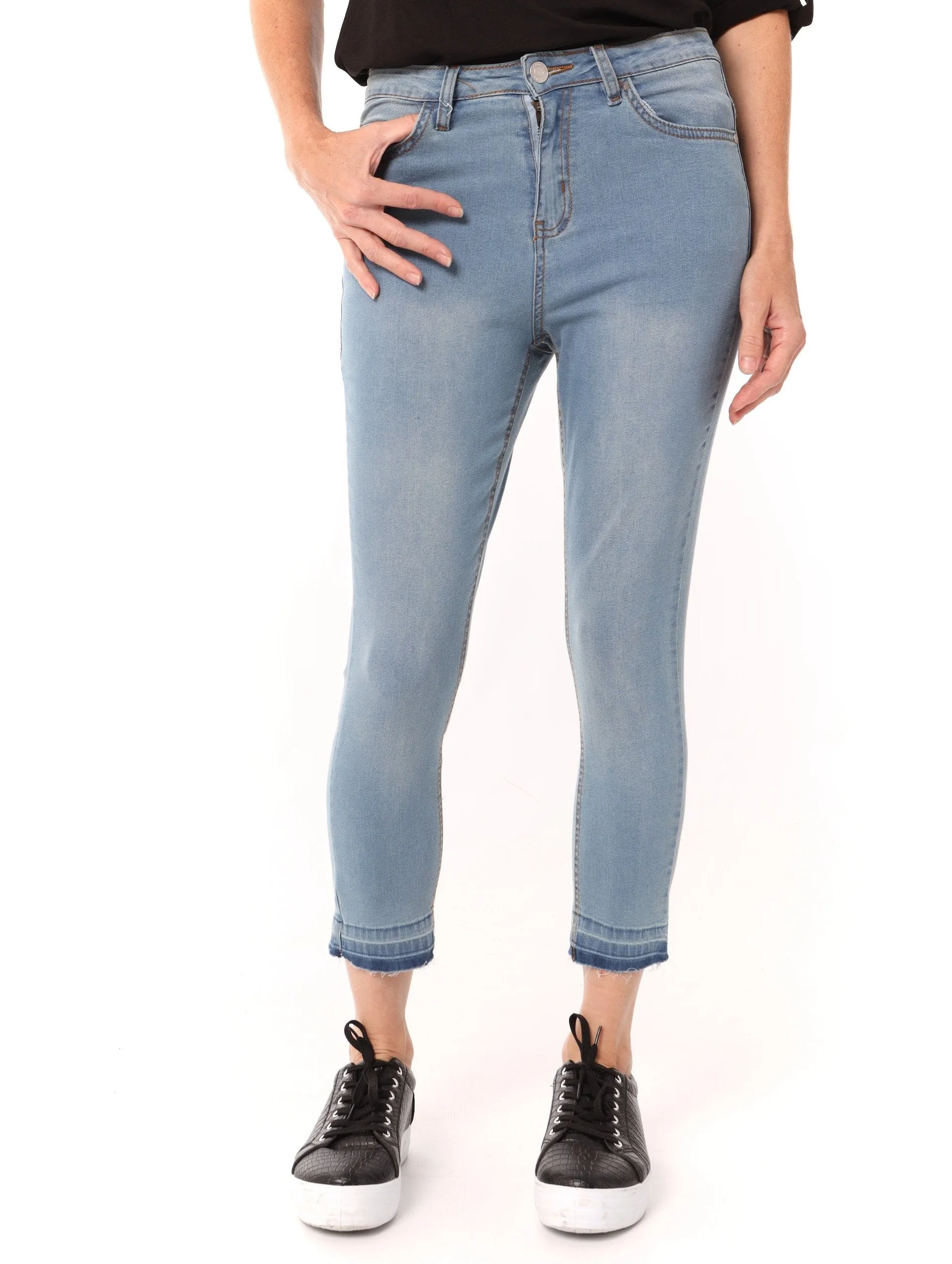 Ladies Raw Hem Denim Crop Jacket - Bleach sold by Edgars