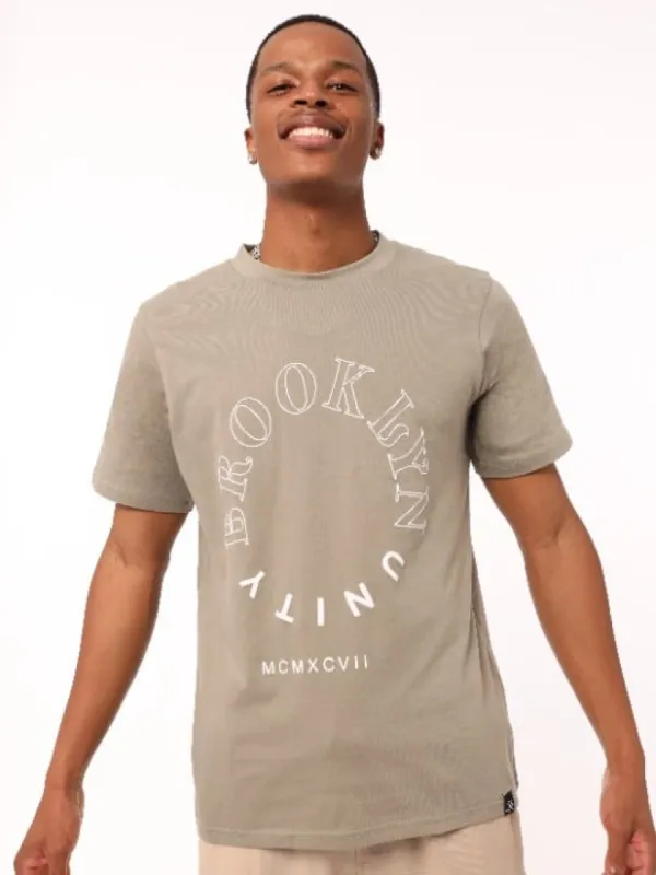 Men's Brooklyn Unit Flock Tee - Light Fatigue sold by Edgars 