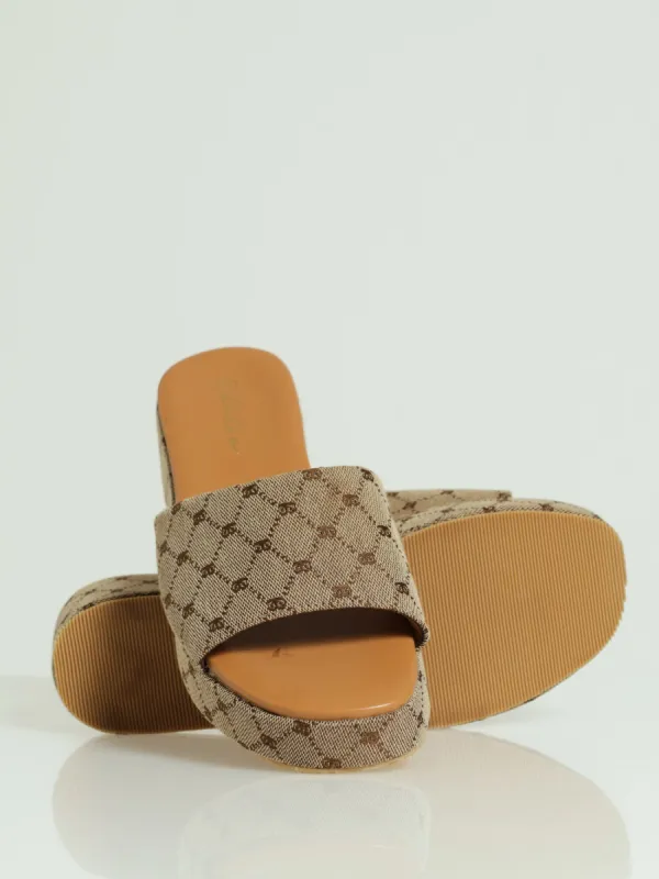 Monogram Slip On Flatform Mule Sandal - Natural sold by Edgars