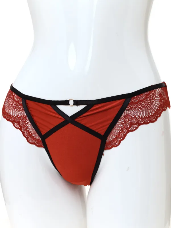 Ladies Keyhole & Binding Brazilian Panty - Rust sold by Edgars 