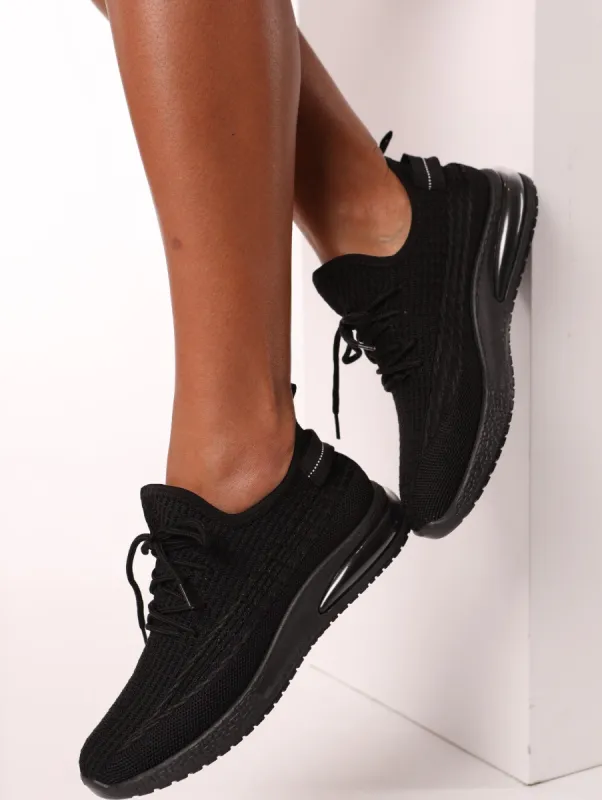 Ladies Fly Knit With Air Bubble Sneaker - Black sold by Edgars 