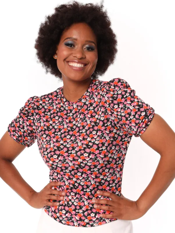 Ladies Puff Sleeve Crinkle Top sold by Edgars 