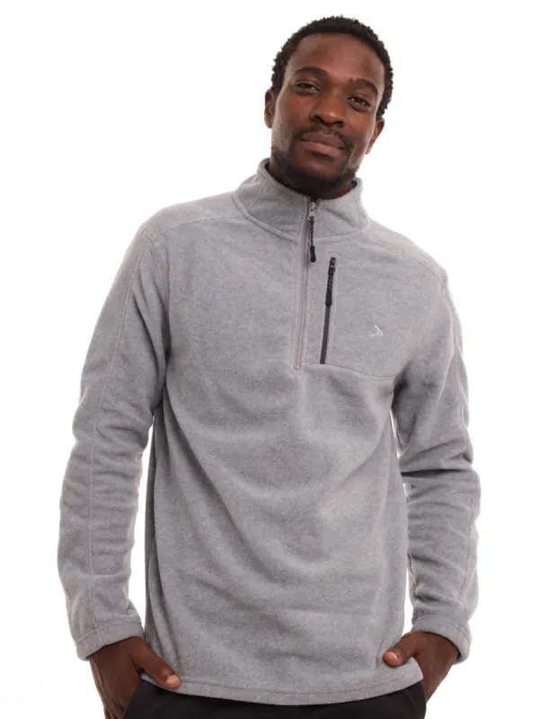 Men's Basic 1/4 Zip Microfleece  Top - Grey Melange sold by Edgars 