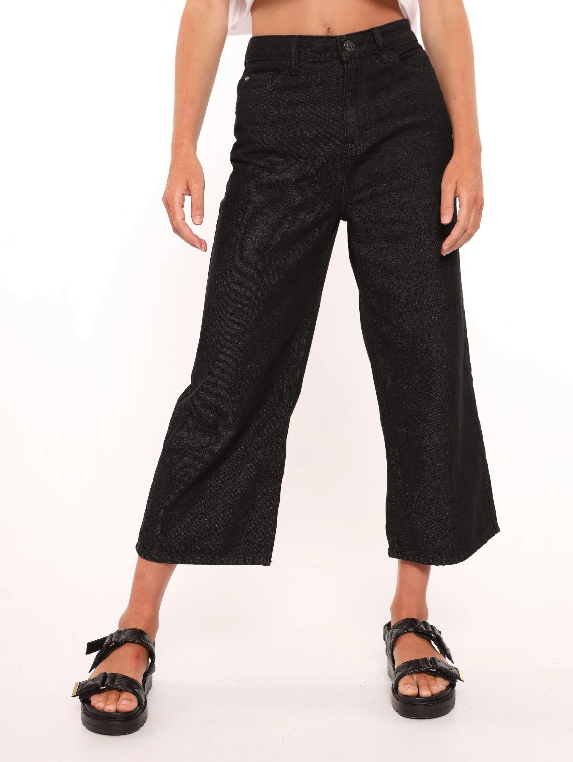 Ladies Black Straight Leg High Rise Denim Jean sold by Edgars