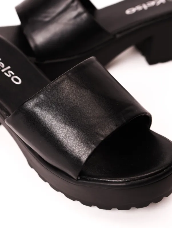 Ladies Platform Push-in Heel Sandal - Black sold by Edgars 
