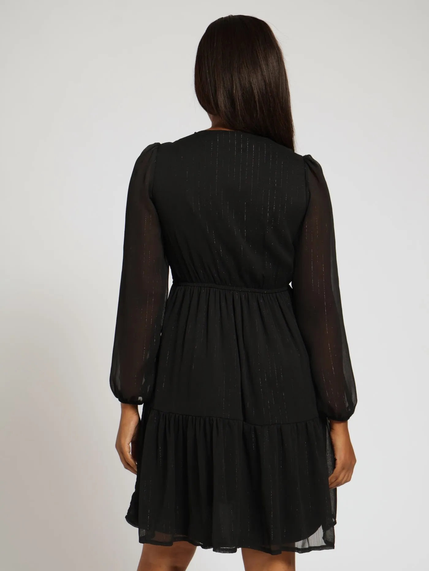 Wrap Shirred Waisted Tea Dress - Black sold by Edgars product image thumbnail 3