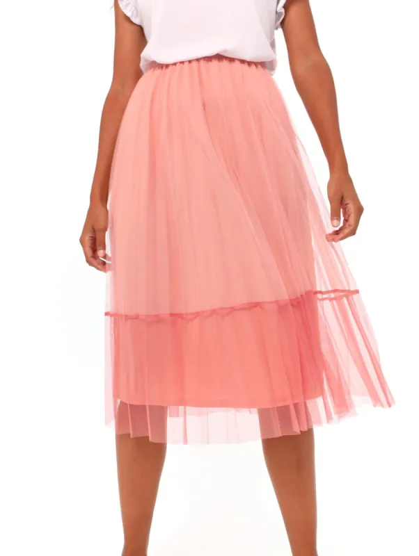 Ladies Two Toned Mesh Pleated Skirt - Pink sold by Edgars 