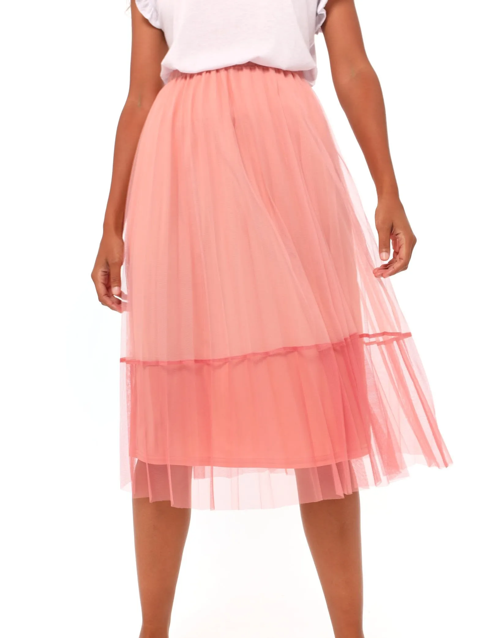 Ladies Two Toned Mesh Pleated Skirt - Pink sold by Edgars