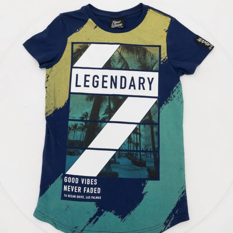 Boys Short Sleeve Chill Curved Tee - Navy sold by Edgars 