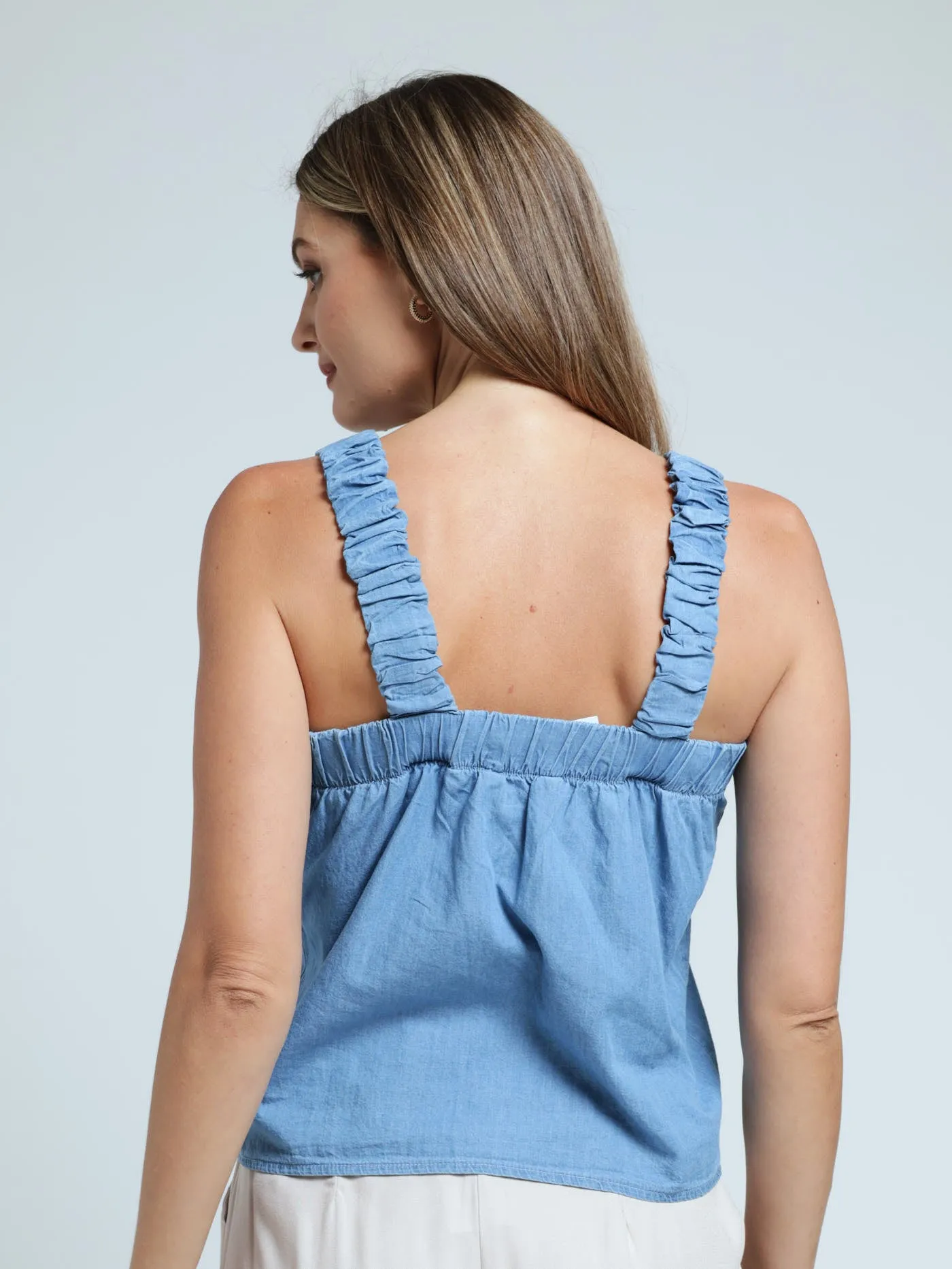 Elastic Strap Chambray Tank Top - Blue sold by Edgars product image thumbnail 3
