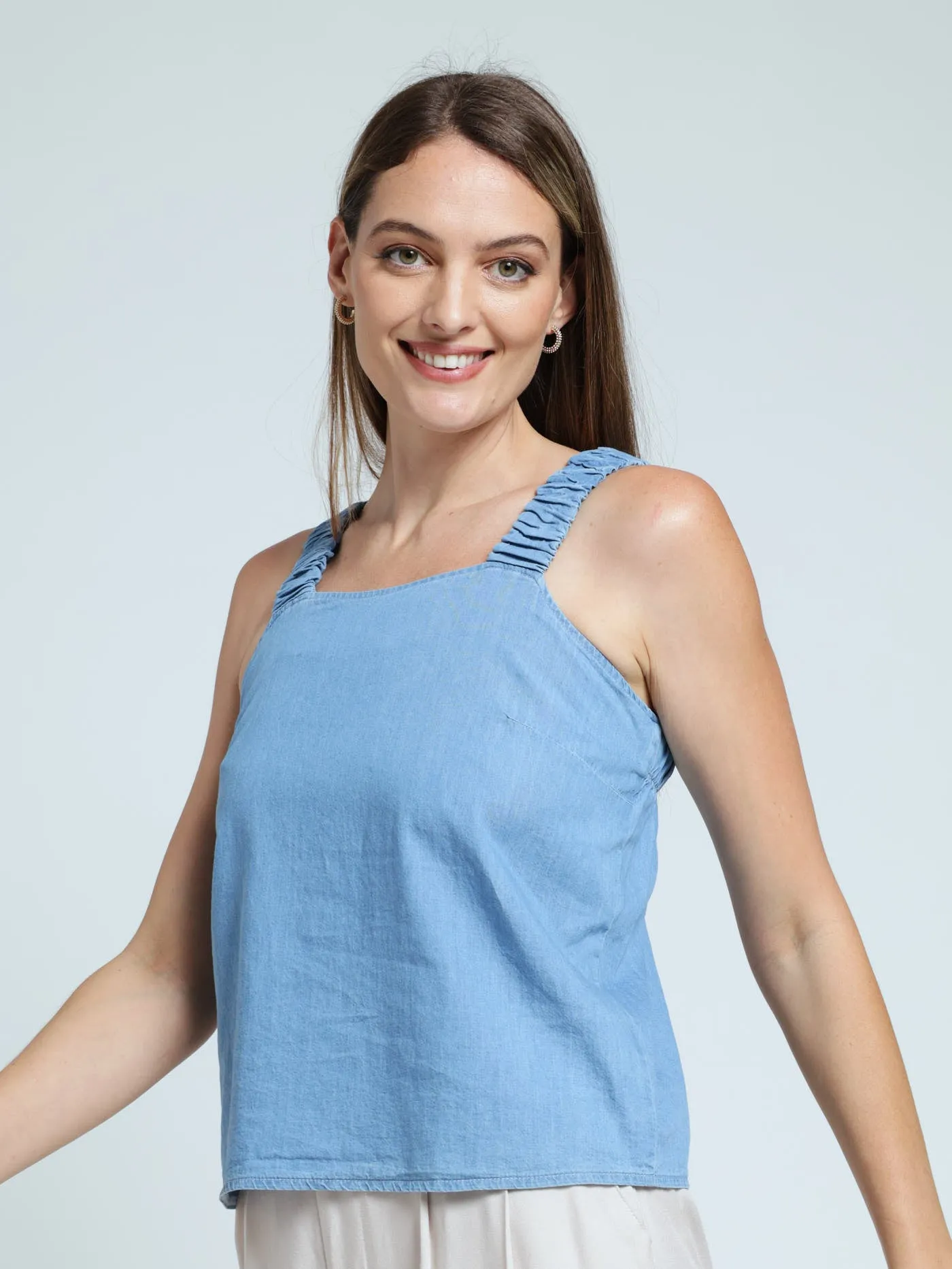 Elastic Strap Chambray Tank Top - Blue sold by Edgars product image thumbnail 2