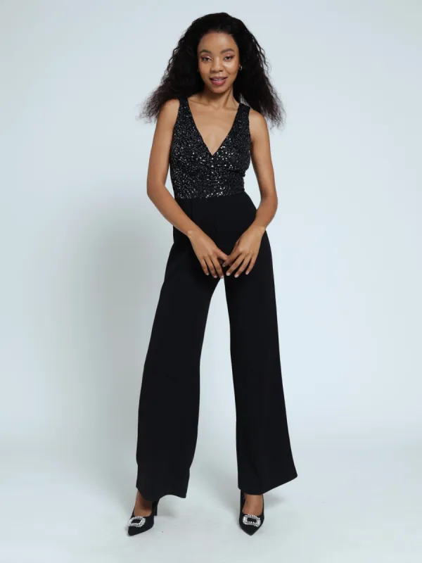 Jumpsuit With Wrap Bodice - Black sold by Edgars 