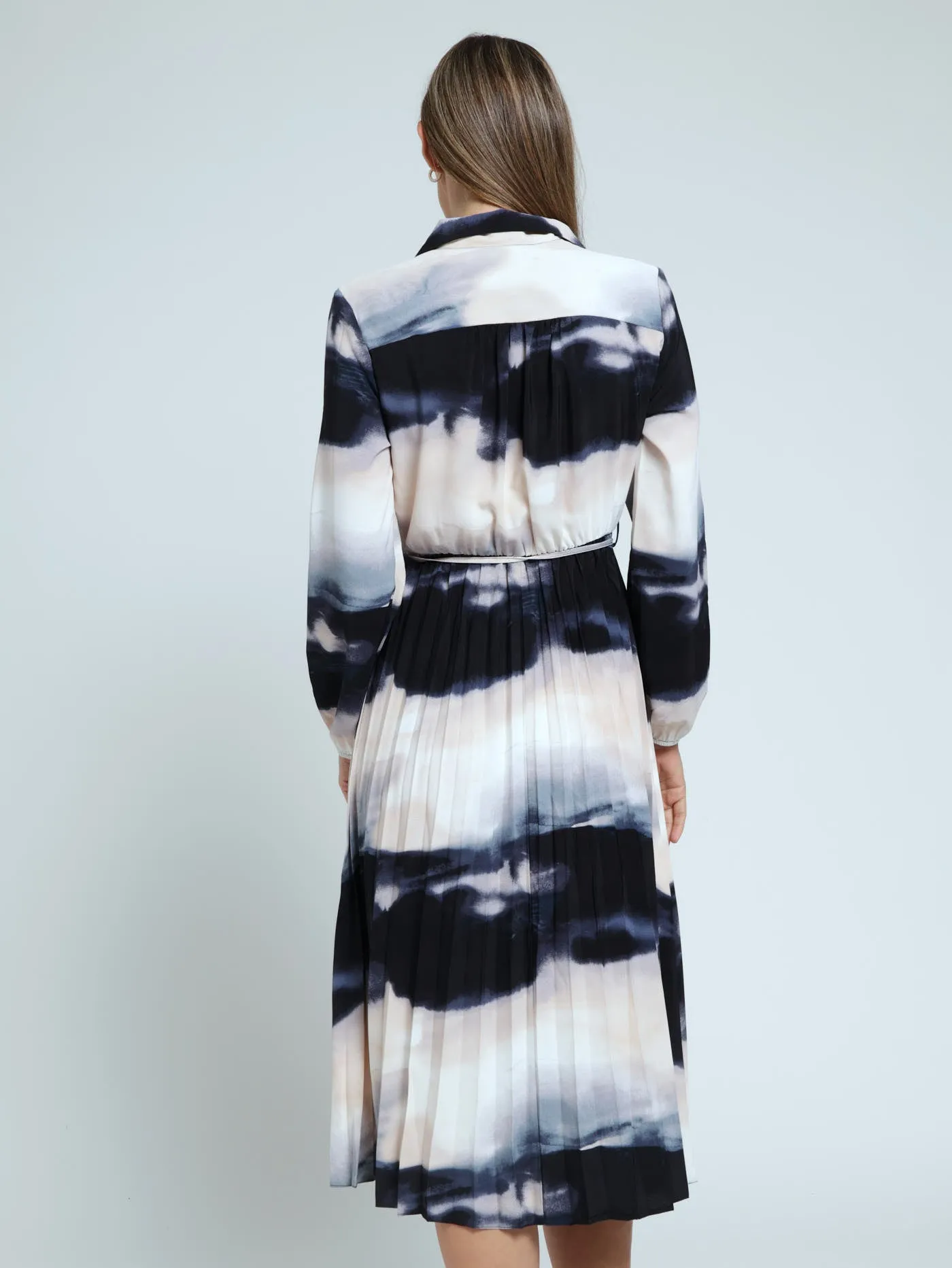 Pleated Midi Shirt Dress - Blue Tie Dye sold by Edgars product image thumbnail 3