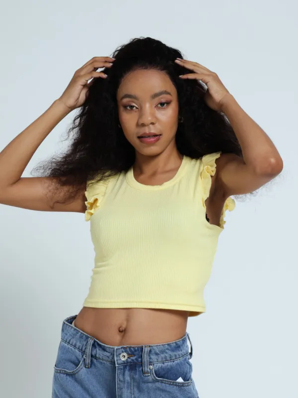 Frill Sleeve Tank Top - Yellow sold by Edgars