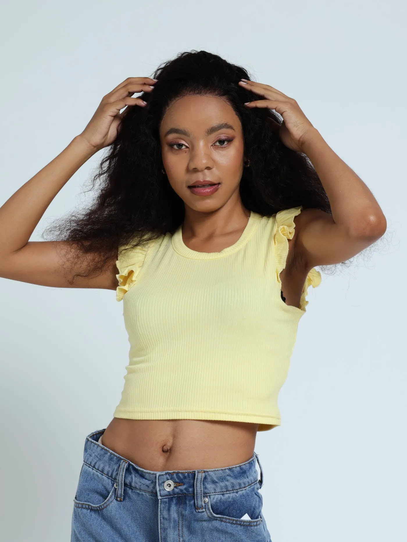 Frill Sleeve Tank Top - Yellow sold by Edgars