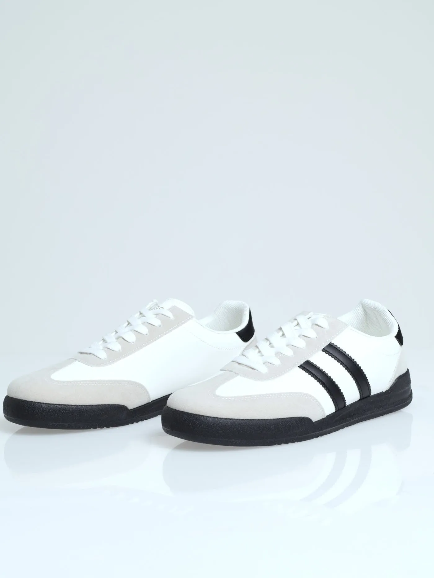Suede Combo Sneaker - White/Grey sold by Edgars