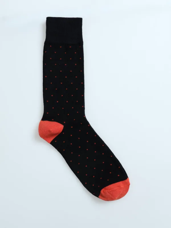 Single Pin Dots Heel & Toe Anklet Socks - Black sold by Edgars