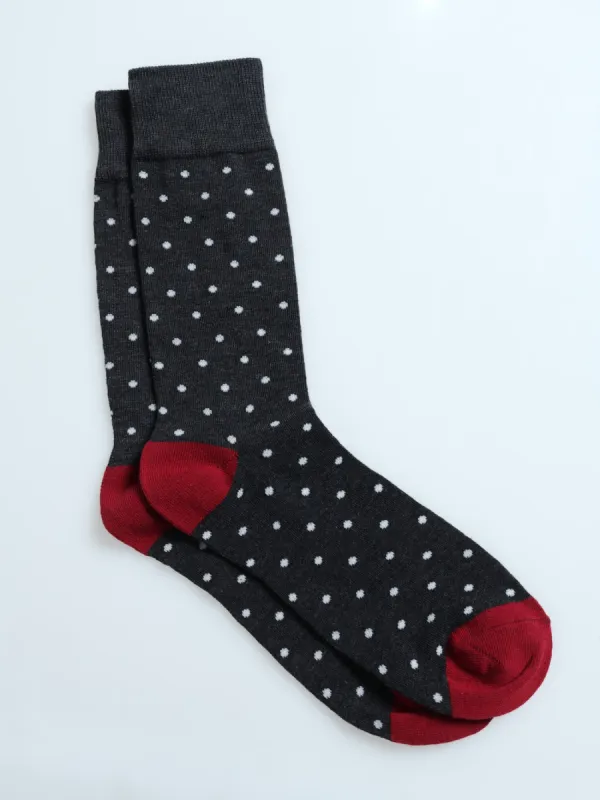 Dotted Single Socks - Dark Grey sold by Edgars
