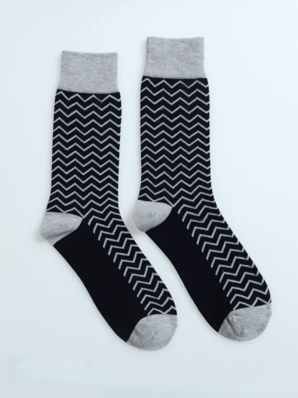 Striped Single Socks - Grey/Navy sold by Edgars