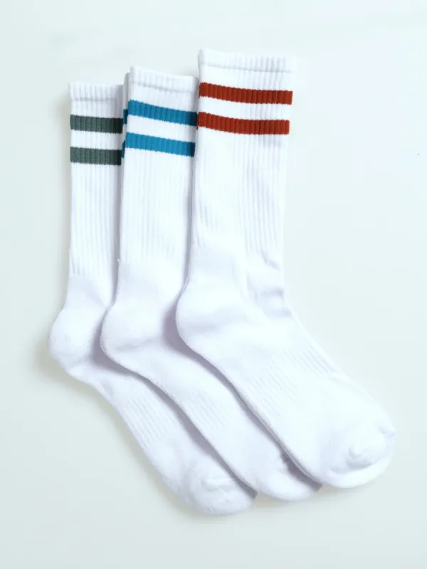 3 Pack Anklet Tennis Socks - White/Green/Blue sold by Edgars