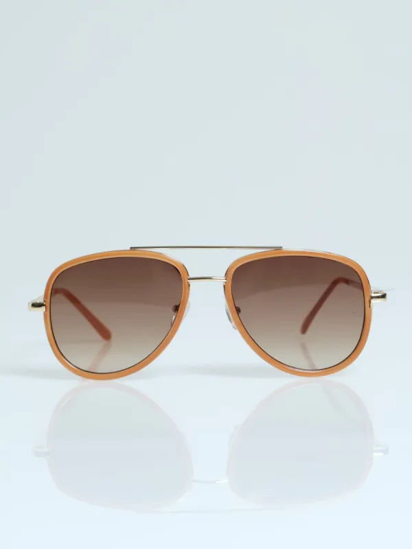 Milky Taupe Aviator Sunglasses - Gold sold by Edgars