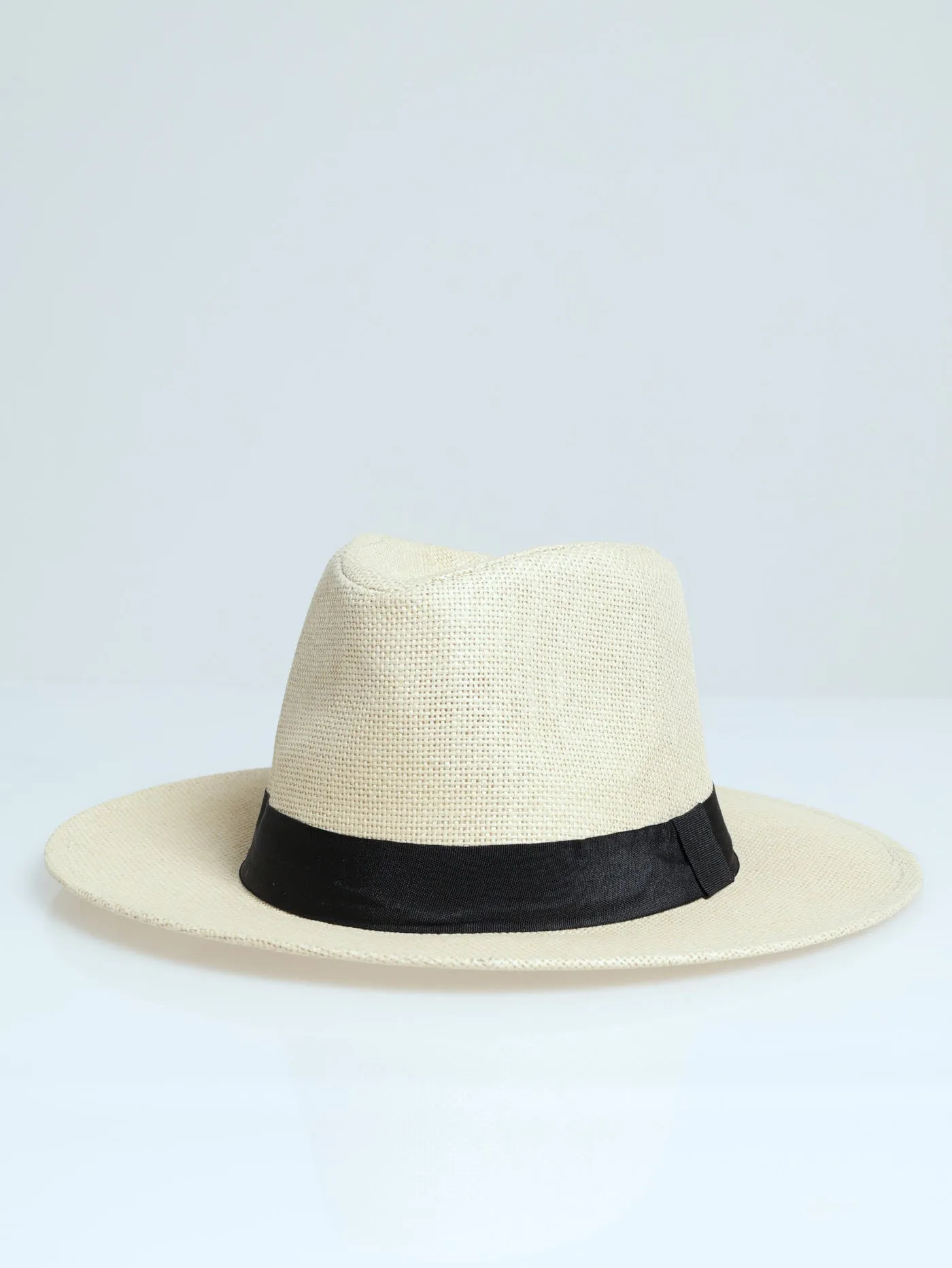 Ribbon Panama Hat - Natural/ Black sold by Edgars