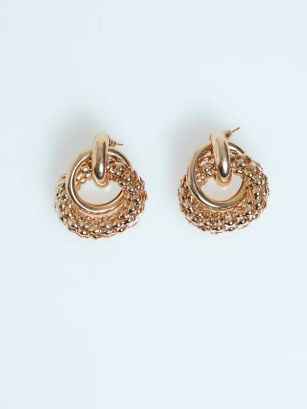 Double Ring Textured Earrings - Gold made by Edgars