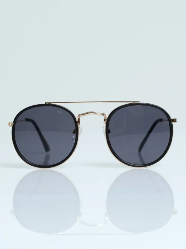 Round Brow Bar Sunglasses - Gold sold by Edgars
