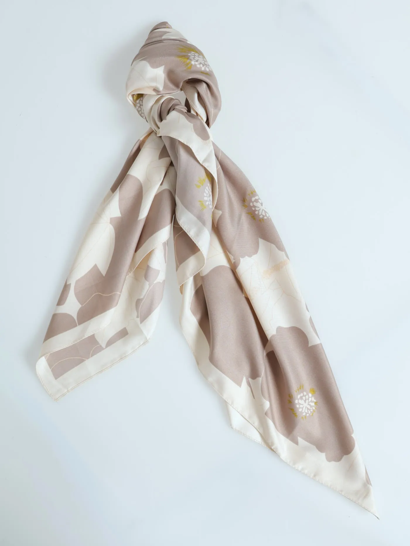 Floral Satin Feel Scarf - Stone sold by Edgars