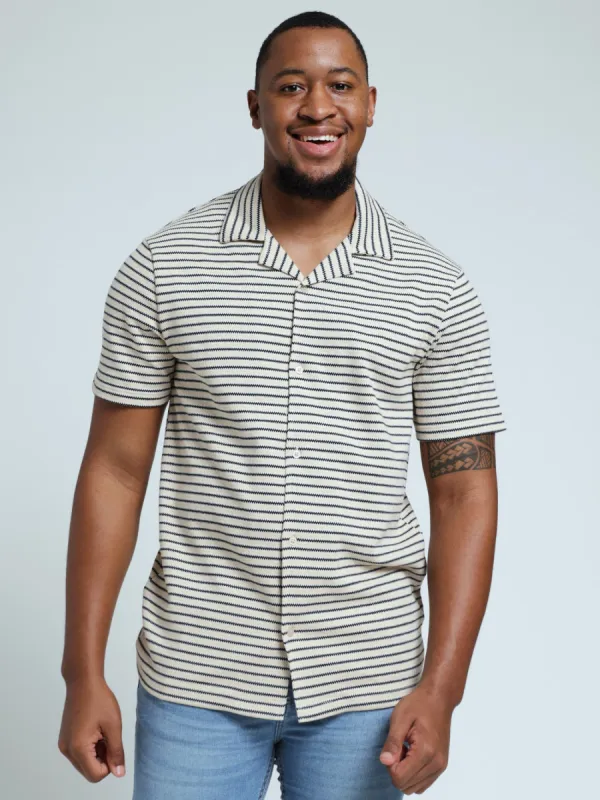 Stripe Crochet Shirt - Off White sold by Edgars 