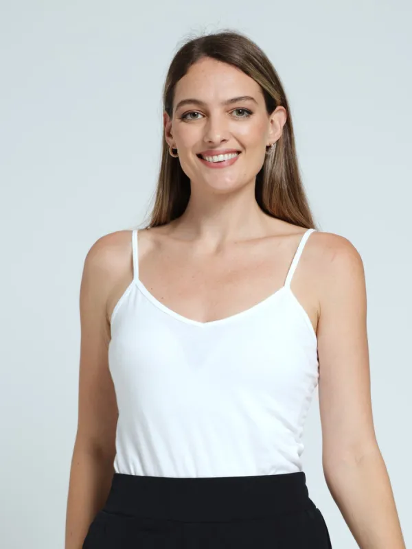 Seamless V-Neck Cotton Lycra Cami - White sold by Edgars