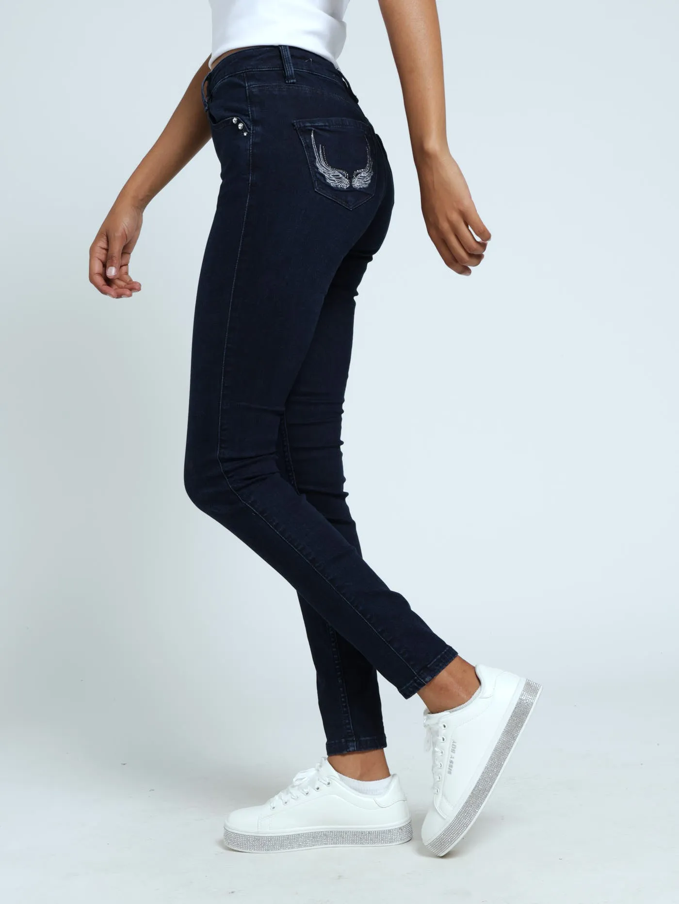 Mid Waist Skinny With A Curved Hem Jeans - Blue/Black sold by Edgars product image thumbnail 2