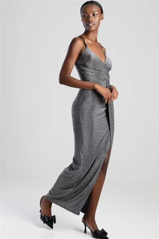 Glam Maxi Wrap Dress With Pleats - Black sold by Edgars