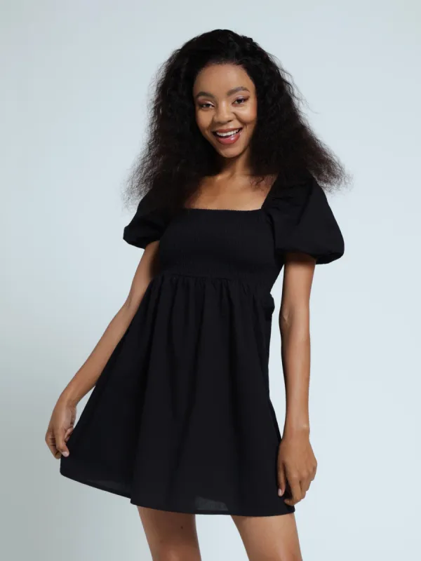 Bow Smock Dress - Black sold by Edgars