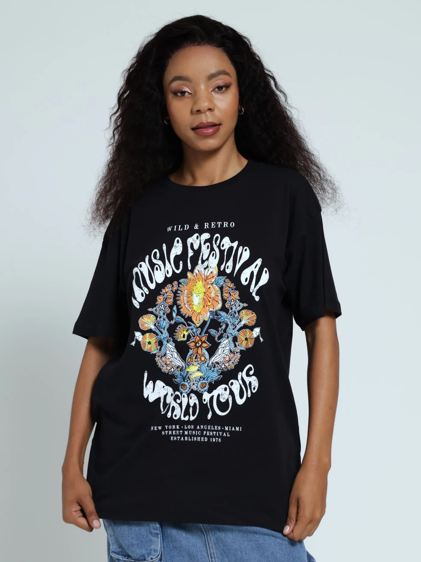 Over Sized Printed Tee - Black sold by Edgars