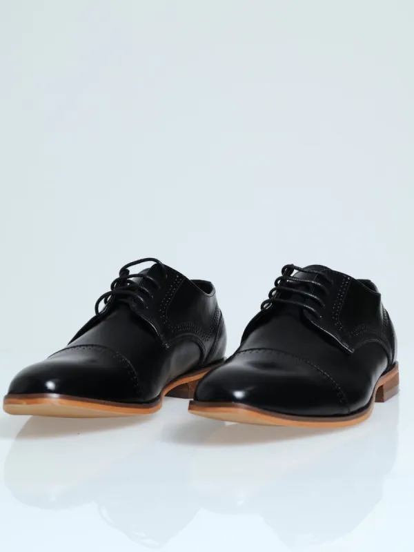 Lace Up Derby With Toe Cap And Stitching Detail - Black sold by Edgars