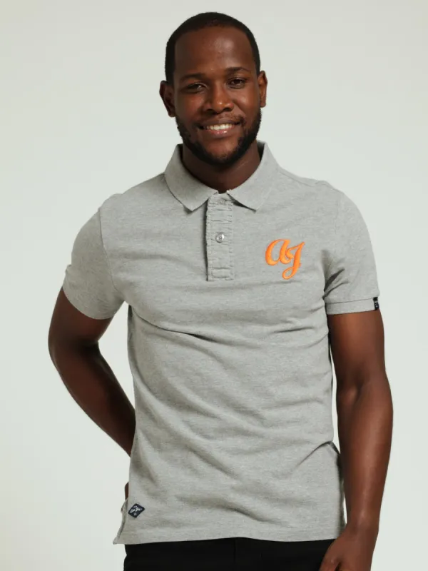 PIQUE RUCHED PLACKET GOLFER - GREY MELANGE sold by Edgars 