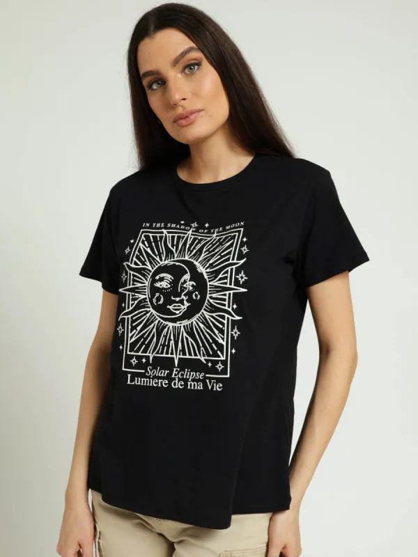 Sun & Moon Framed Regular Tee - Black sold by Edgars 