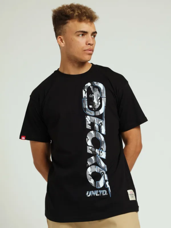 Verticle Print Tee - Black sold by Edgars