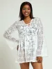 Long Sleeve Lace Mini Dress Cover Up - White sold by Edgars