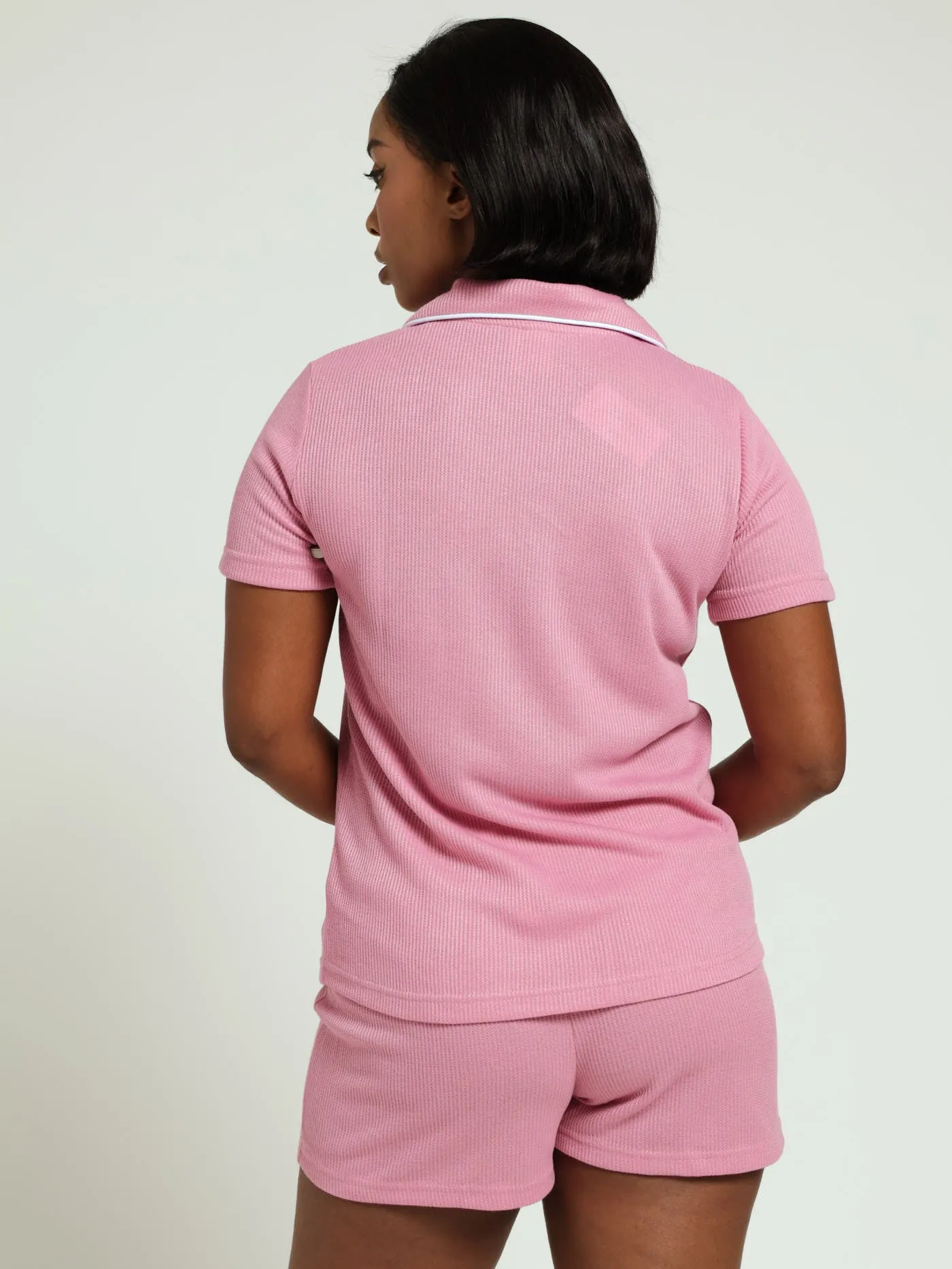 Waffle Knit Button Through Sleep Set - Dusty Pink sold by Edgars product image thumbnail 3