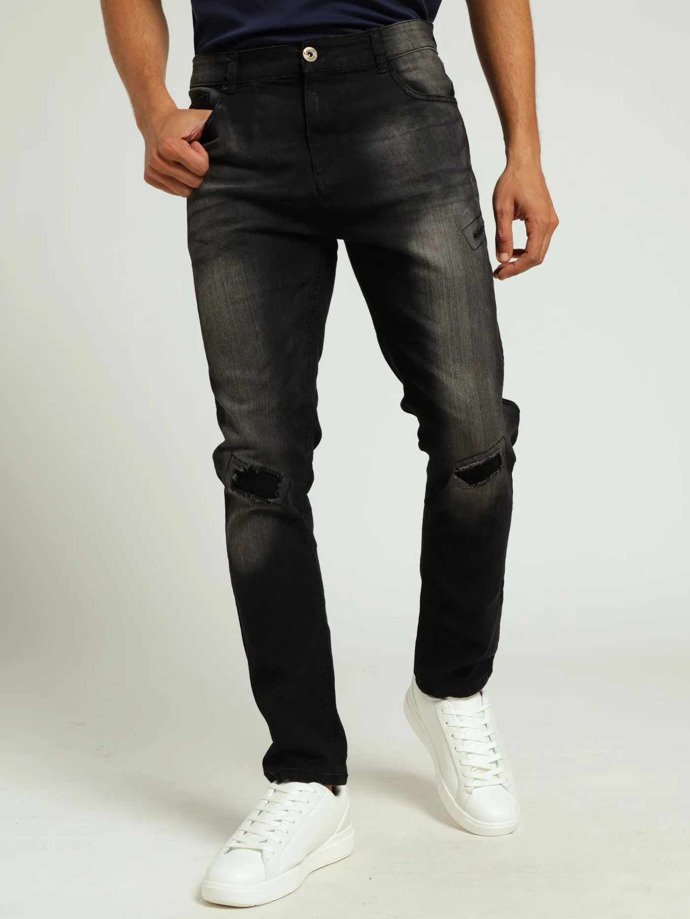 Rip And Repair Super Skinny Jean - Black sold by Edgars