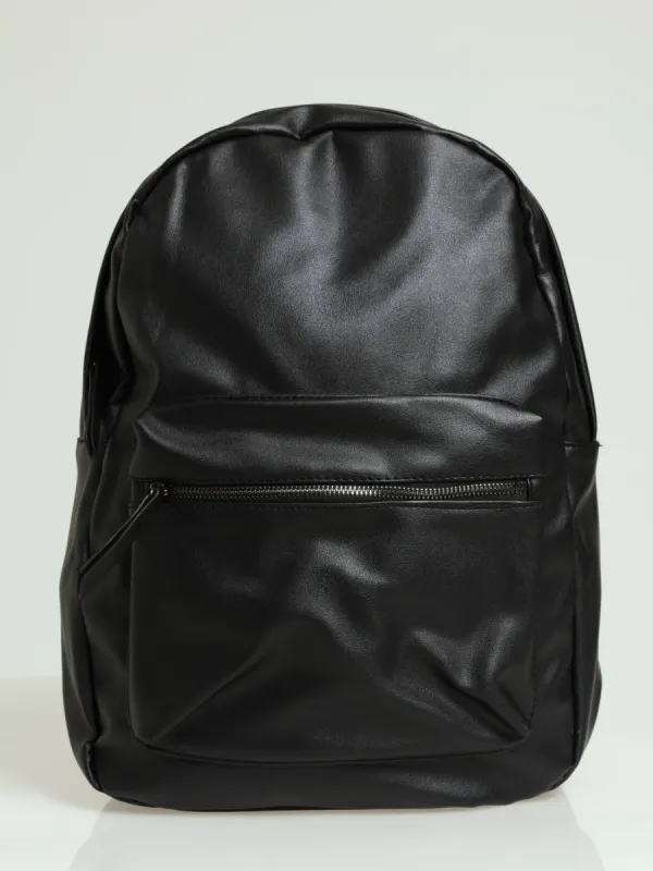 PU Backpack with Front Pouch - Black made by Edgars
