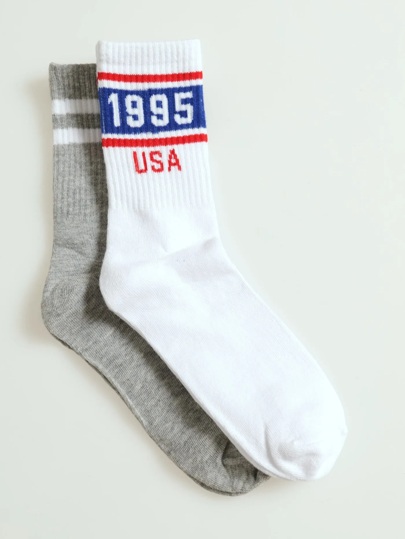 2 Pack Crew Skate Socks - White/Grey sold by Edgars