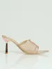 Wide Vamp Studded Mesh Pointy Mule Heel - Rose Gold sold by Edgars