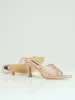 Wide Vamp Studded Mesh Pointy Mule Heel - Rose Gold sold by Edgars