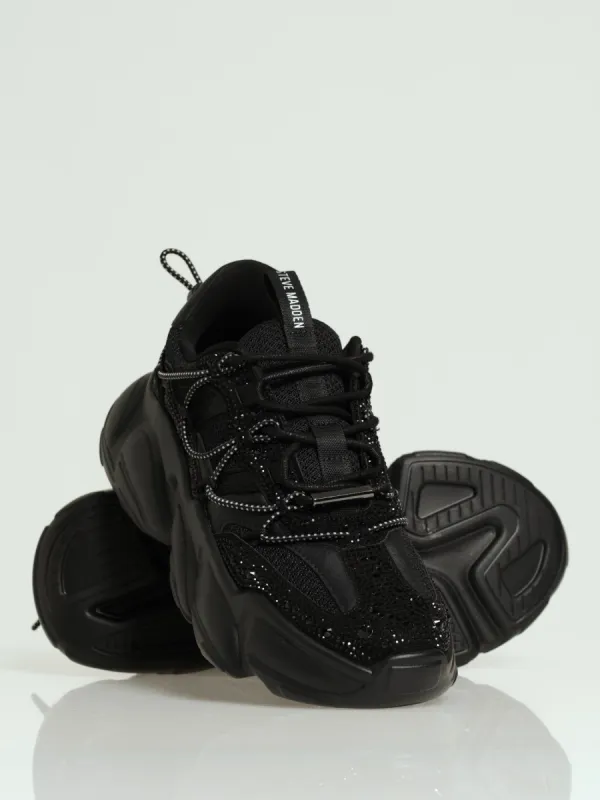 Spectator Rhinestone Chunky Lace Up Sneaker - Black sold by Edgars